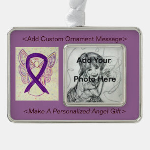Personalise Purple Awareness Ribbon Angel Ornament