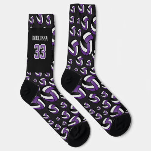 Personalise Purple, Black and White Volleyball Socks