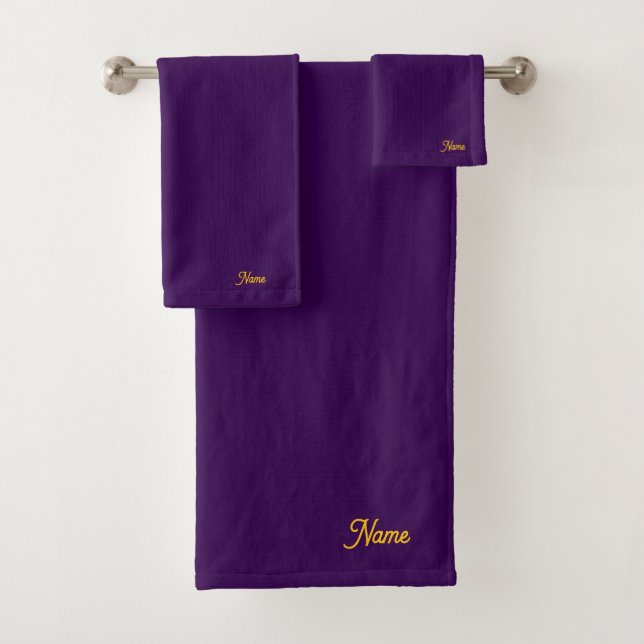 Personalise Purple Gift Personal      Bath Towel Set (Insitu)
