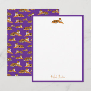 Personalise Purple Orange Jungle Tiger Script Card