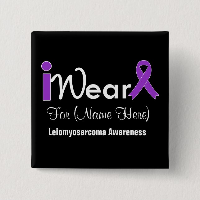 Personalise Purple Ribbon Leiomyosarcoma 15 Cm Square Badge (Front)