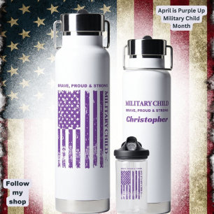 Personalise Purple Up Military Child & Adult Water Bottle