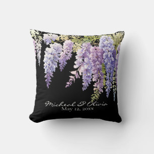 Personalise purple watercolor wisteria floral  cushion