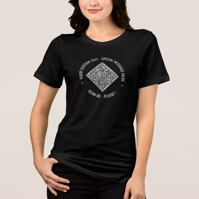 Personalise QR Code Custom Text Your Own Design Tri-Blend Shirt (Front)