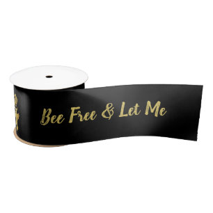 Personalise QUEEN BEE Free Gift Wrap Packing Black Satin Ribbon