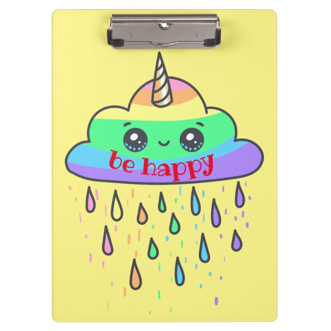 Personalise Rainbow Cloud Unicorn Clipboard (Front)