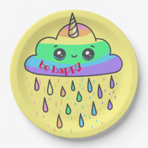 Personalise Rainbow Cloud Unicorn Paper Plate