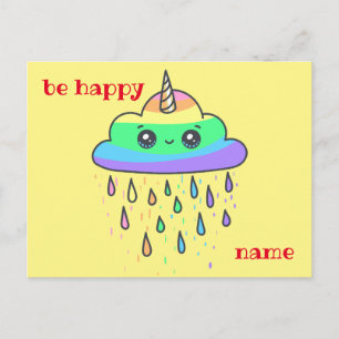 Personalise Rainbow Cloud Unicorn Postcard