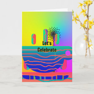 Personalise Rainbow Coffee Cup Greeting Card