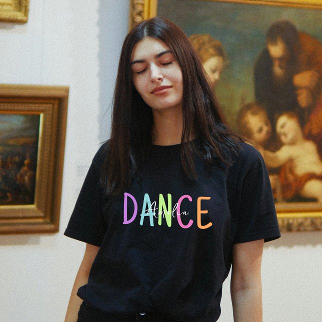 Personalise Rainbow Colour Dance Lover Black T-Shirt (Personalize Rainbow Color Dance Lover Black T-Shirt)