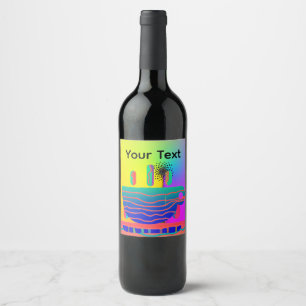Personalise Rainbow Geo Coffee Cup Wine Label