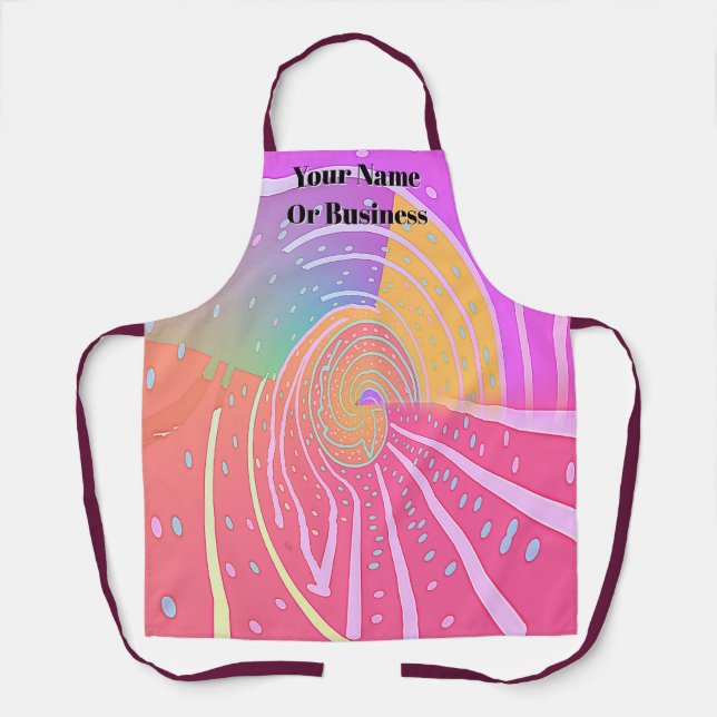 Personalise Rainbow Vortex Swirl Chef Gift  Apron (Front)