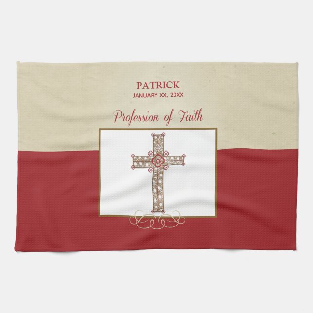 Personalise, RCIA Blessings on Profession of Faith Tea Towel (Horizontal)