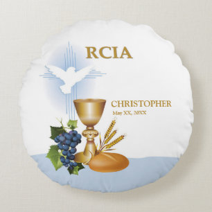 Personalise, RCIA Congrats Catholic Sacrament Round Cushion