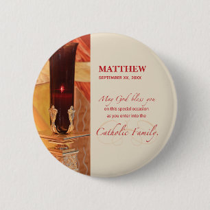 Personalise, RCIA Congratulations, Catholic, Red 6 Cm Round Badge