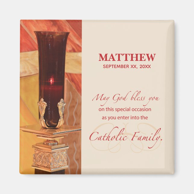Personalise, RCIA Congratulations, Catholic, Red Magnet (Front)