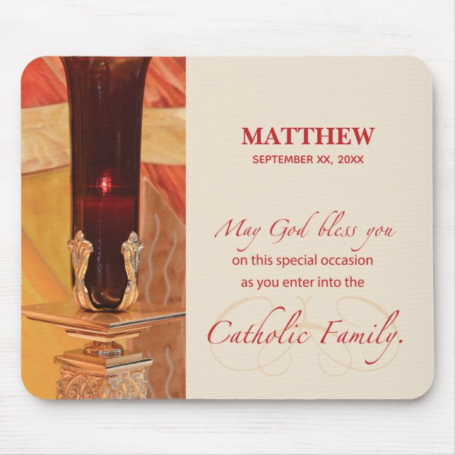 Personalise, RCIA Congratulations, Catholic, Red Mouse Pad (Front)