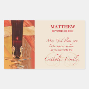 Personalise, RCIA Congratulations, Catholic, Red Rectangular Sticker