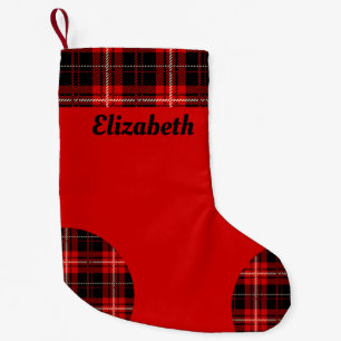 Personalise Red and Black Plaid Small Christmas Stocking
