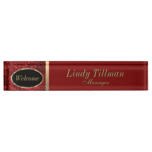 Personalise, Red and Gold  Name Plate