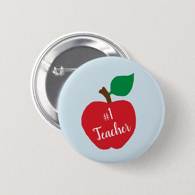 Personalise Red Apple Teacher Gift #1 Teacher Pin (Front & Back)