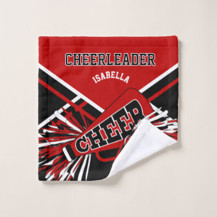 Personalise Red, Black and White Cheerleader Bath Towel Set