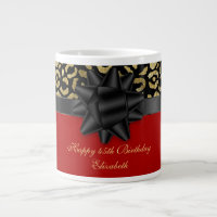 Personalise Red Black Gold Leopard Print Birthday