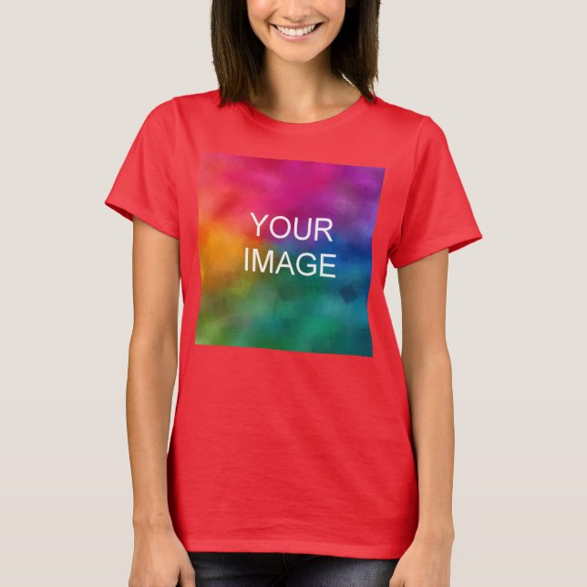 Personalise Red Colour Template Add Photo Image T-Shirt (Front)