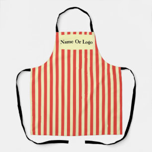 Personalise Red Creme Stripes Kitchen Chef Apron