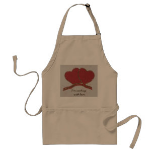 Personalise Red heart gold sparkle Valentine's Standard Apron