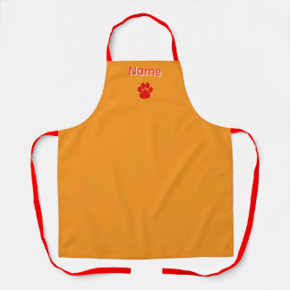 Personalise Red Paws Logo Orange Apron
