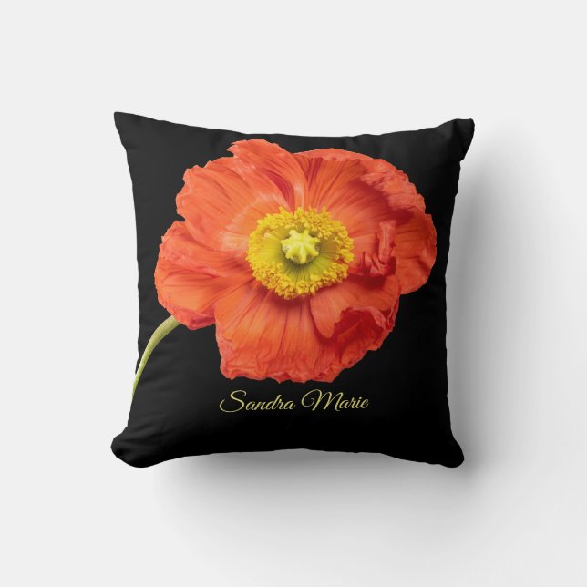 Personalise Red poppy flower  Cushion (Front)