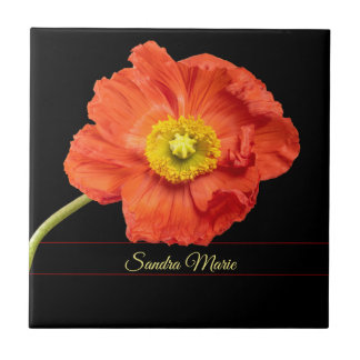 Personalise Red poppy flower Tile