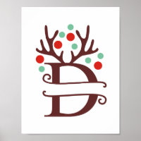 Personalise Reindeer Letter D Split Monogram