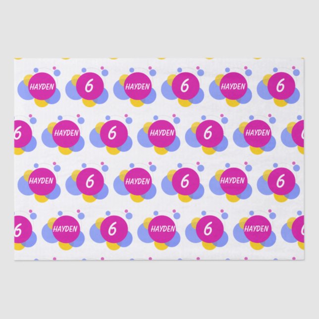 Personalise Repeat Name and Age Kids Tissue Paper (Front)