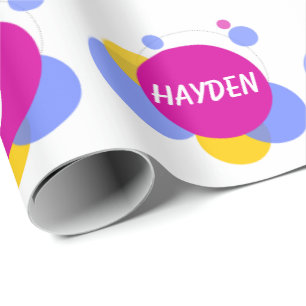 Personalise Repeat Name and Age Kids Wrapping Paper