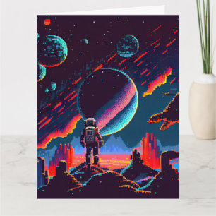 Personalise - Retro 8Bit Space Astronaut Card