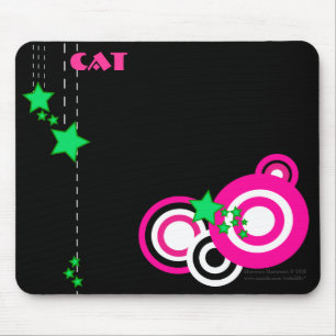 Personalise-Retro Pink and Green Mousepad