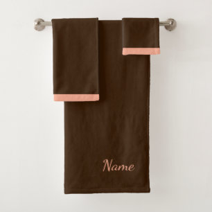 Personalise Rich Brown Bath Towel Set