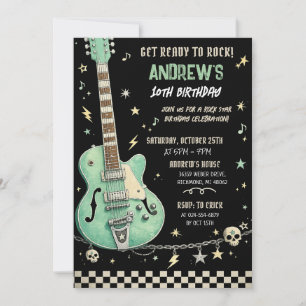Personalise Rock Star Birthday Invitation