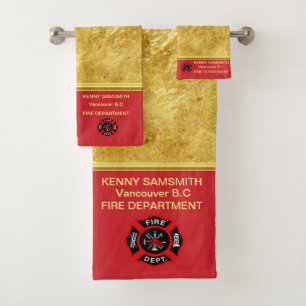 Personalise romantic Fire Department logo Bath Towel Set