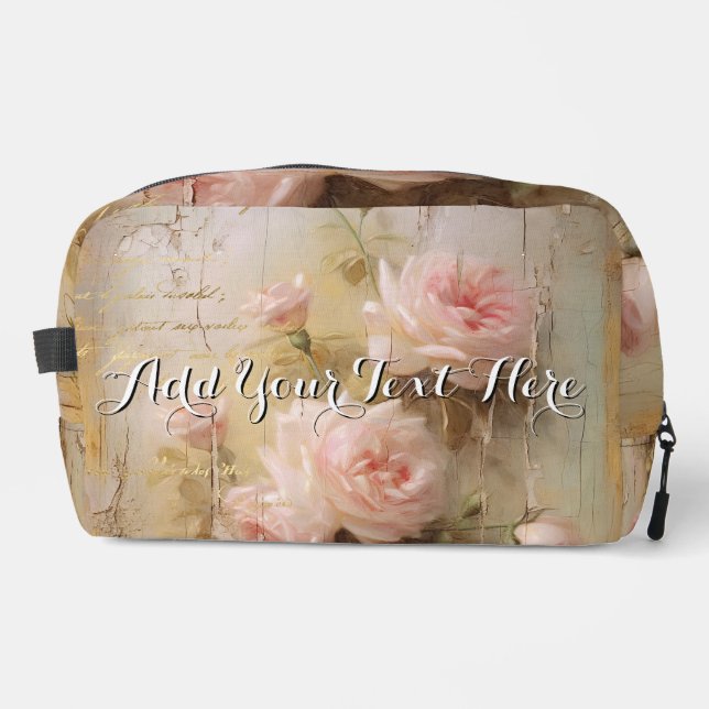 Personalise Romantic Roses Cosmetic Toiletry Bag (Front)