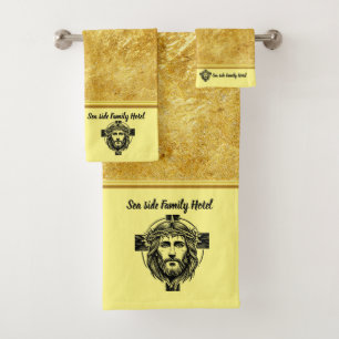 Personalise Romantic Spirituality Jesus Gold Foil Bath Towel Set