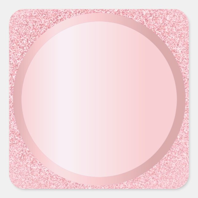 Personalise Rose Gold Glitter Add Your Text Blank Square Sticker (Front)