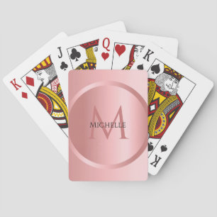 Personalise Rosegold Monogram Elegant Template Playing Cards