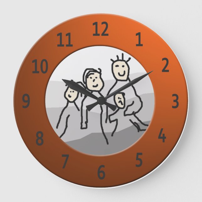 Personalise Round Orange Framed Photo Large Clock (Front)