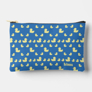 Personalise Rubber Duck Pattern Blue Zipper Accessory Pouch