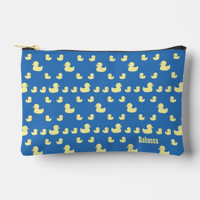 Personalise Rubber Duckies Cute Pattern Blue Accessory Pouch (Front)
