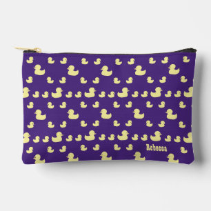 Personalise Rubber Duckies Pattern Purple Zipper Accessory Pouch