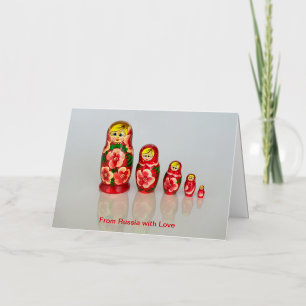 Personalise Russian Matryoshka  stacking dolls Foil Greeting Card
